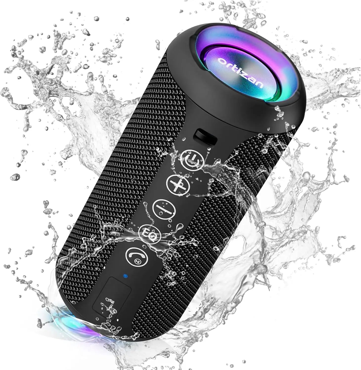 Ortizan Bluetooth Speaker – IPX7 Waterproof, 30Hr Playtime, LED Lights & 24W Stereo Sound