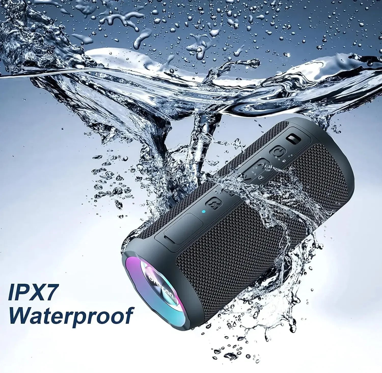 Ortizan Bluetooth Speaker – IPX7 Waterproof, 30Hr Playtime, LED Lights & 24W Stereo Sound