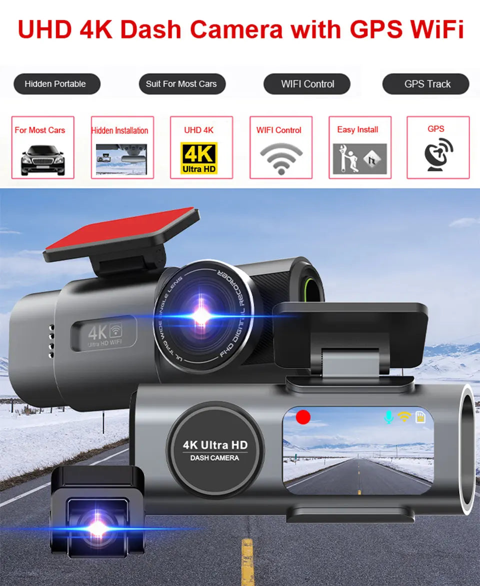 4K Dash Cam – Night Vision, Wi-Fi, GPS, Dual Lens & 24H Parking Monitor | NeoCharge