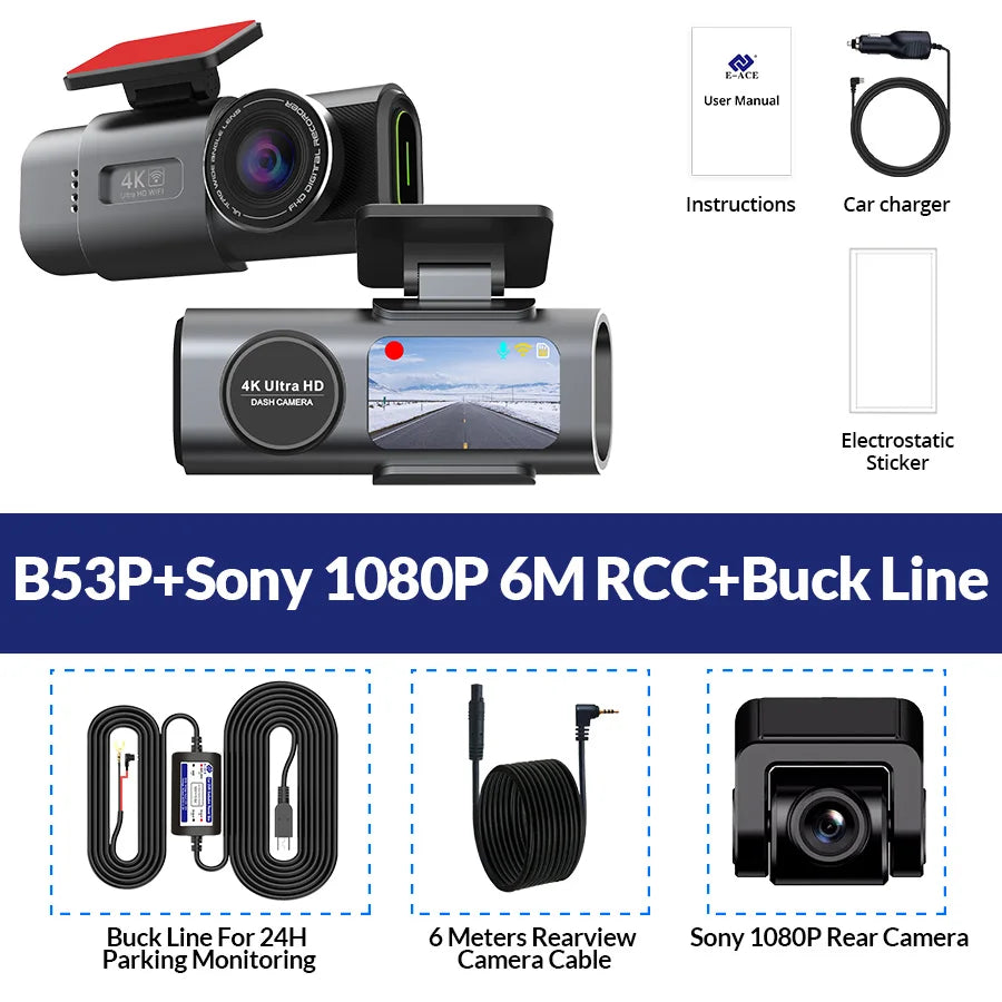 4K Dash Cam – Night Vision, Wi-Fi, GPS, Dual Lens & 24H Parking Monitor | NeoCharge