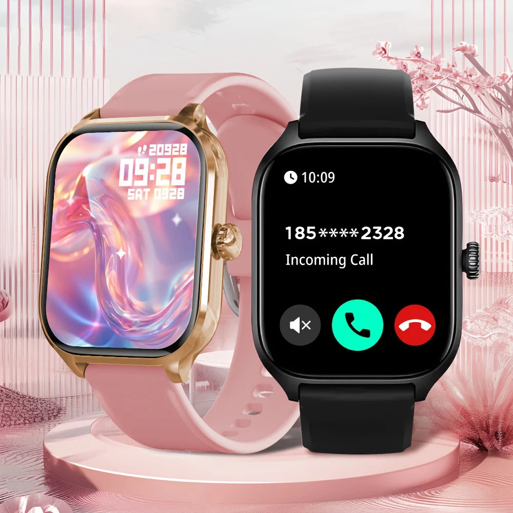 Smart Watch – 2.01" HD Touch Screen, Bluetooth Calls, Heart Rate & Fitness Tracker | Black, Silver, Pink