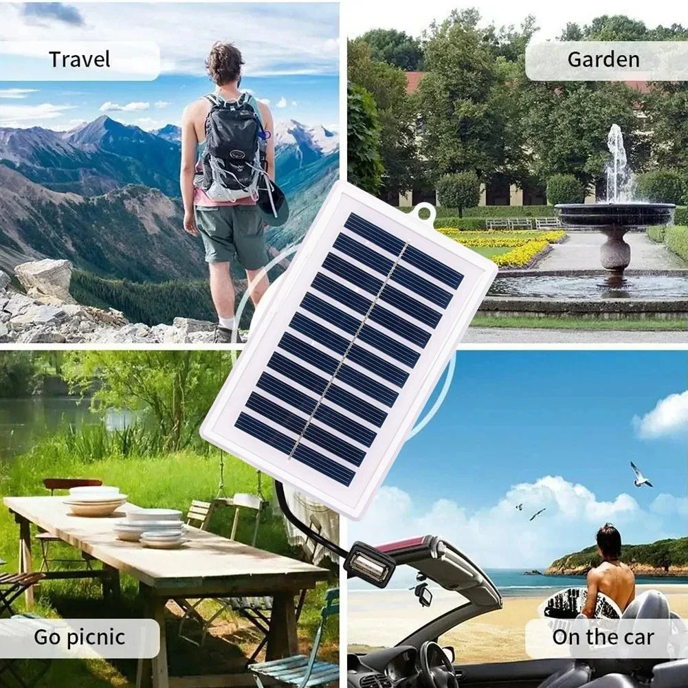Portable Solar Charger – USB Output, LED Flashlight & Fan | Camping & Travel | NeoCharge