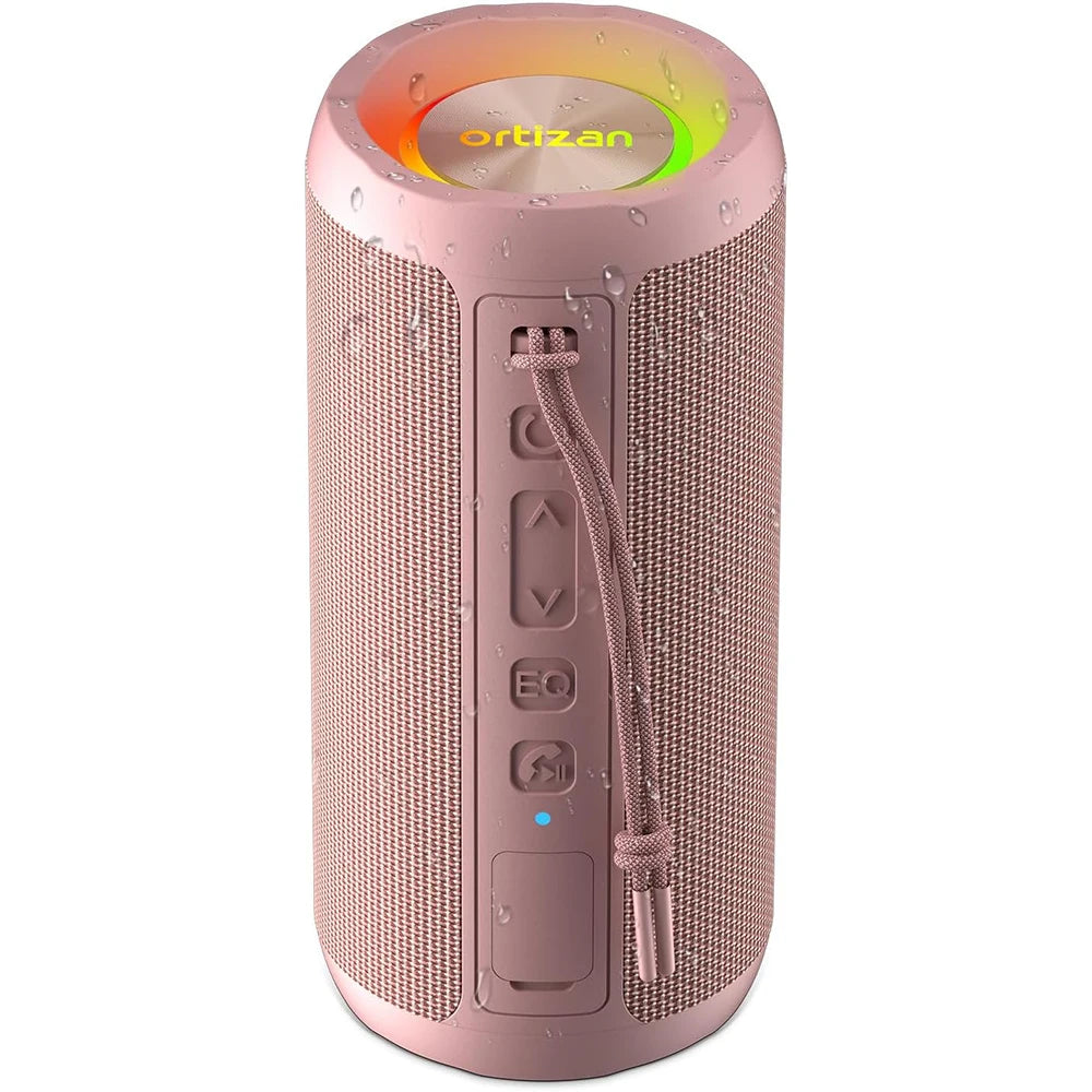 Ortizan Bluetooth Speaker – IPX7 Waterproof, 30Hr Playtime, LED Lights & 24W Stereo Sound