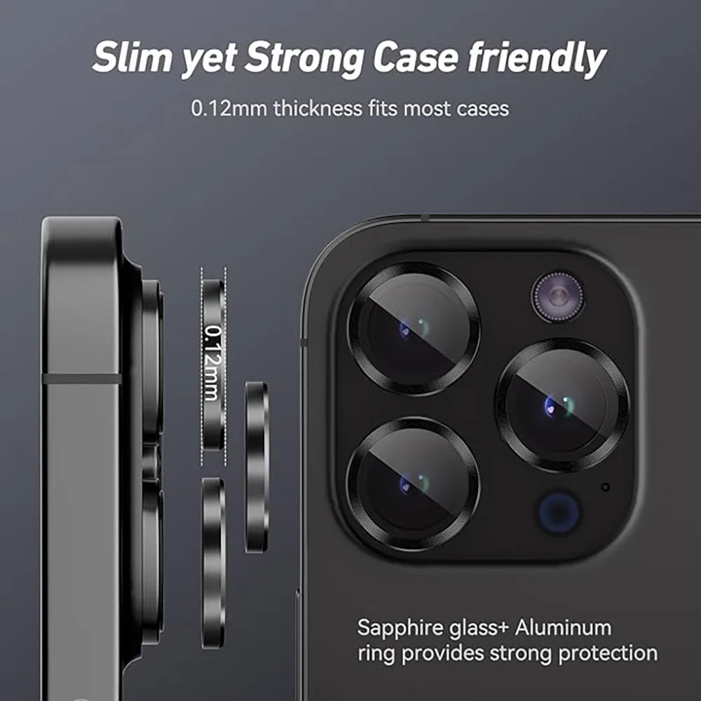 Metal Camera Lens Protector for iPhone – Tempered Glass | iPhone 12-17 Pro Max | 10 Colors
