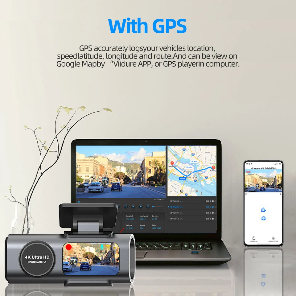4K Dash Cam – Night Vision, Wi-Fi, GPS, Dual Lens & 24H Parking Monitor | NeoCharge