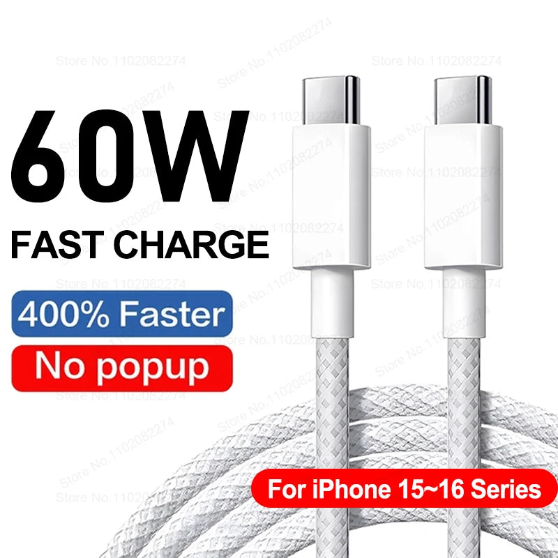 40W Fast Charging USB-C Cable – iPhone 15, 16 & USB-C Compatible | 0.25m, 1m, 2m