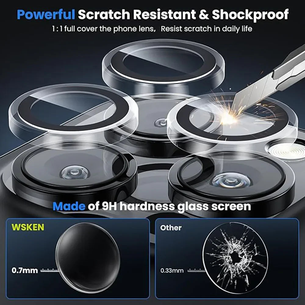 Metal Camera Lens Protector for iPhone – Tempered Glass | iPhone 12-17 Pro Max | 10 Colors