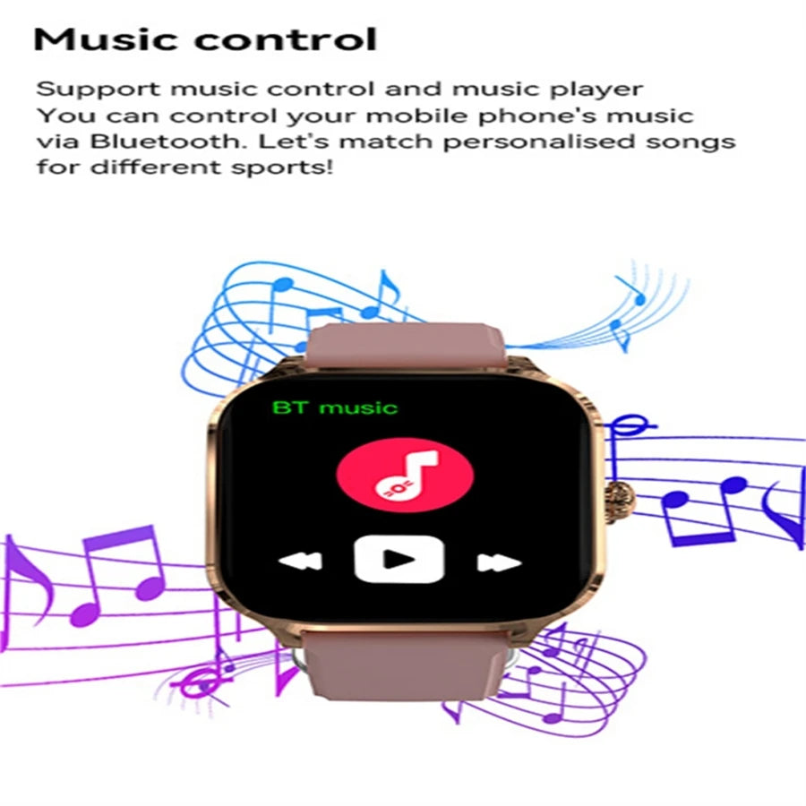 Smart Watch – 2.01" HD Touch Screen, Bluetooth Calls, Heart Rate & Fitness Tracker | Black, Silver, Pink