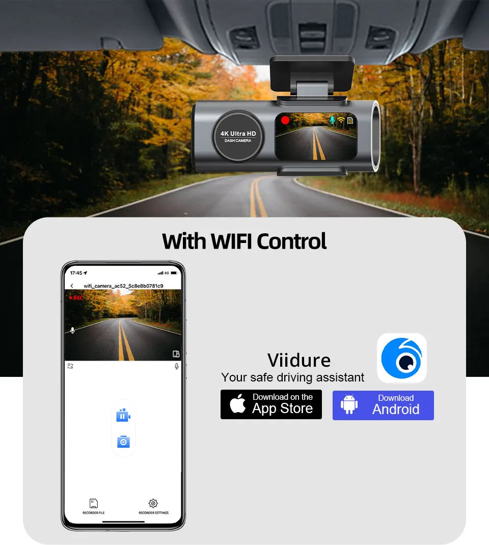 4K Dash Cam – Night Vision, Wi-Fi, GPS, Dual Lens & 24H Parking Monitor | NeoCharge