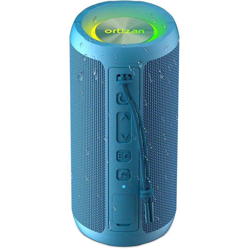 Ortizan Bluetooth Speaker – IPX7 Waterproof, 30Hr Playtime, LED Lights & 24W Stereo Sound