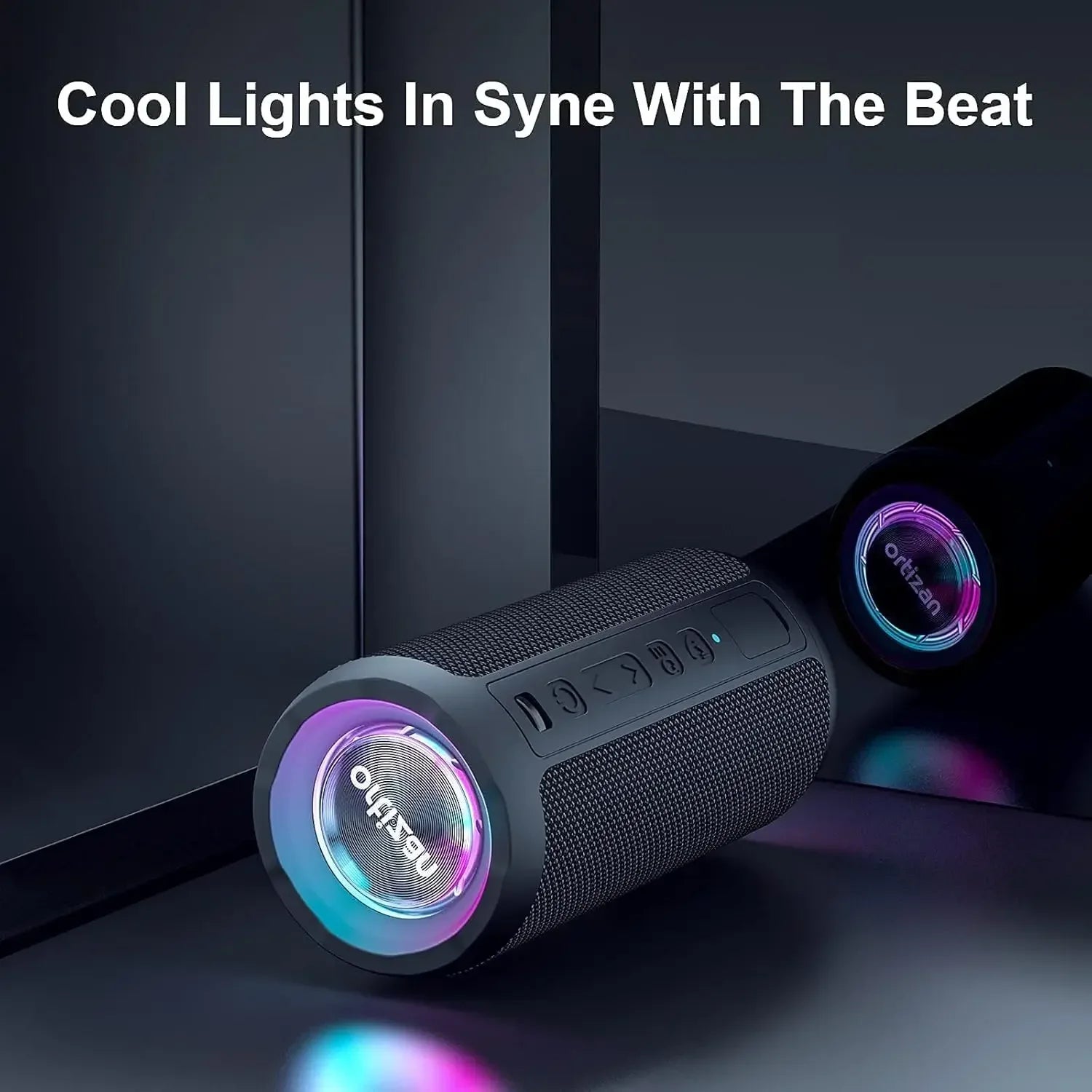 Ortizan Bluetooth Speaker – IPX7 Waterproof, 30Hr Playtime, LED Lights & 24W Stereo Sound